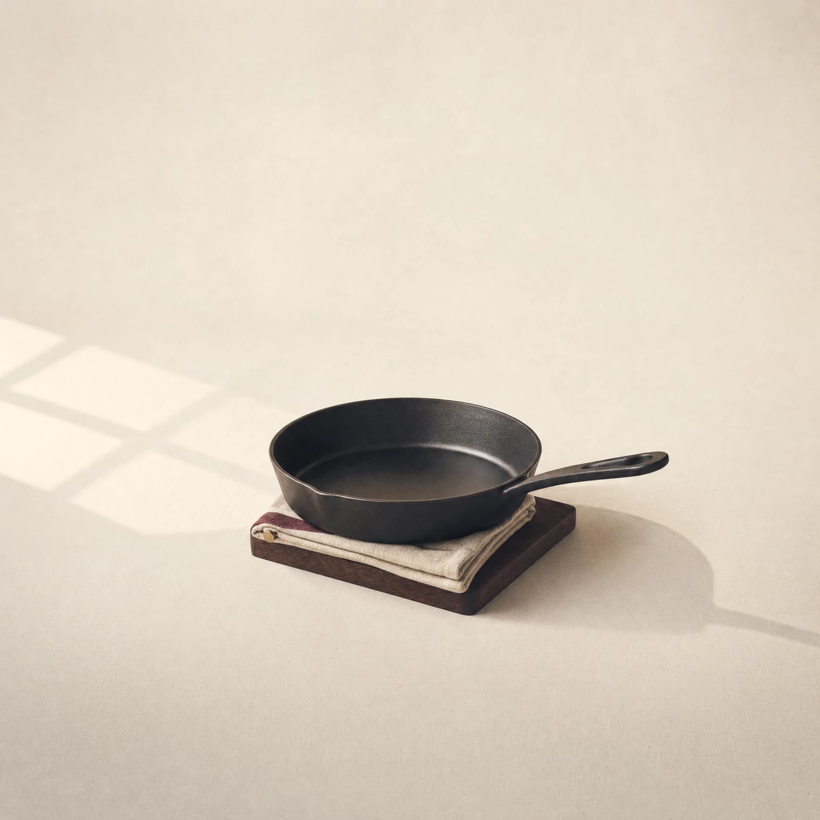 No. 08 Cast Iron Skillet — machined-smooth surface and long handle